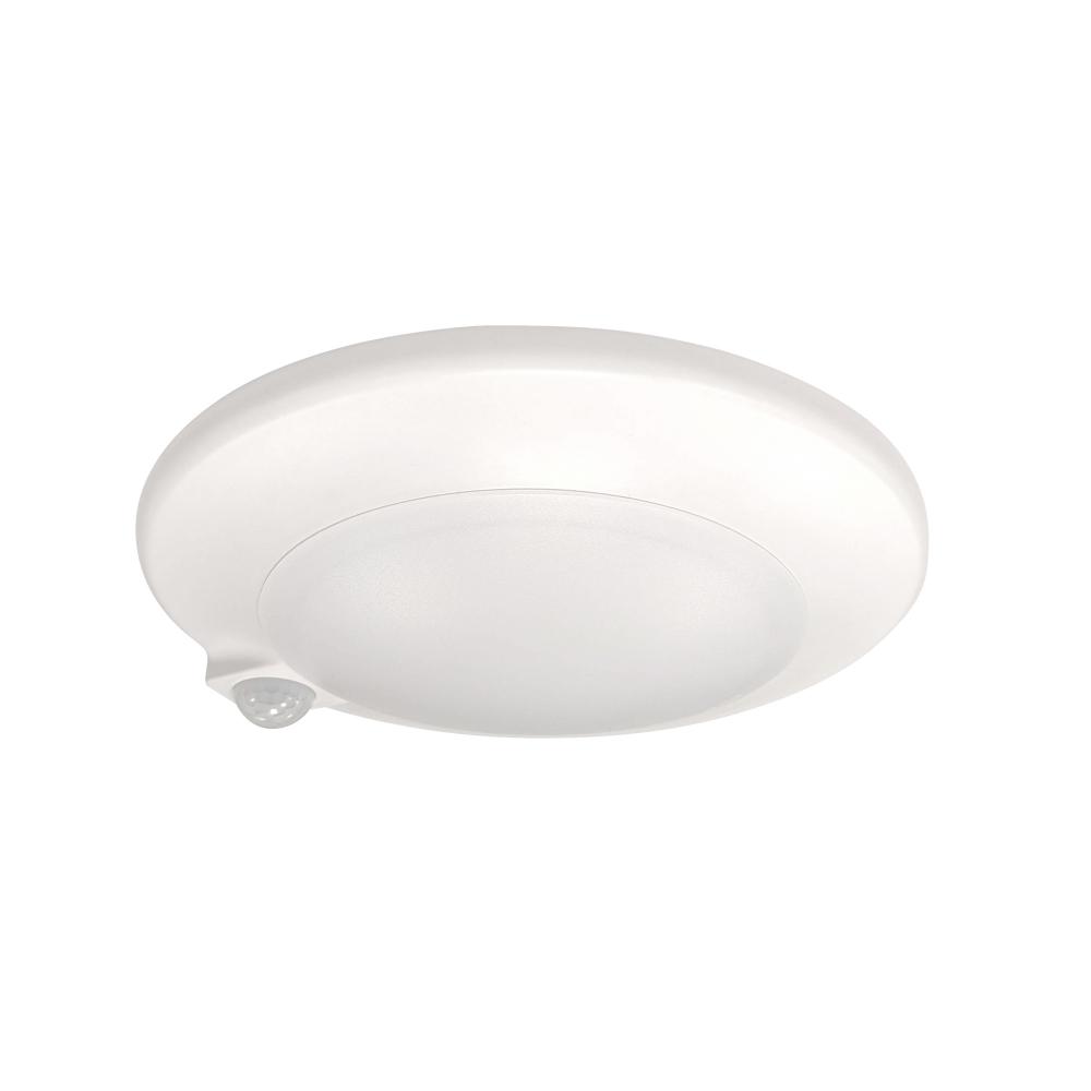 7" AC Opal LED Surface Mount with PIR Motion Sensor, 1050lm / 15W, 3000K, White Finish