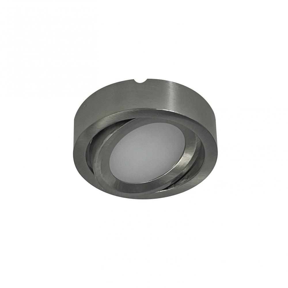 12V Josh Adjustable LED Puck Light, 300lm / 3500K, Brushed Nickel Finish