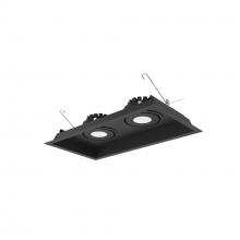 Nora NMRT3-2RL340FBB - Two-Head Flanged LED Multiple Lighting Trim, 2500lm per Head w/ Flood Optic, 4000K, Regressed Black