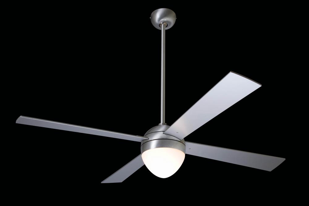 Ball Fan; Brushed Aluminum Finish; 52" Aluminum Blades; 18W GU24 Energy Saving CFL; No Control