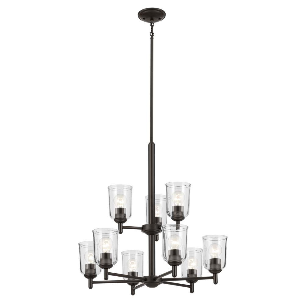 Shailene 26.5" 9-Light 2-Tier Chandelier with Clear Glass in Olde Bronze