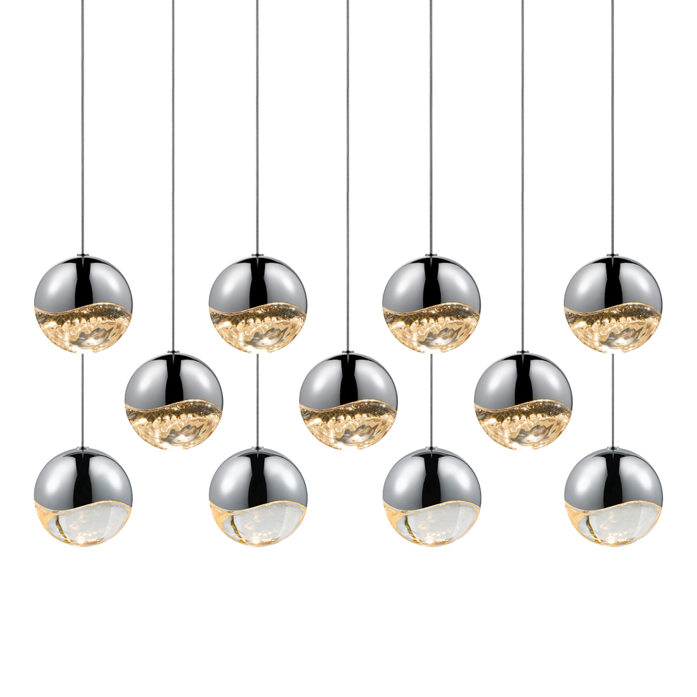 11-Light Rectangle Large LED Pendant