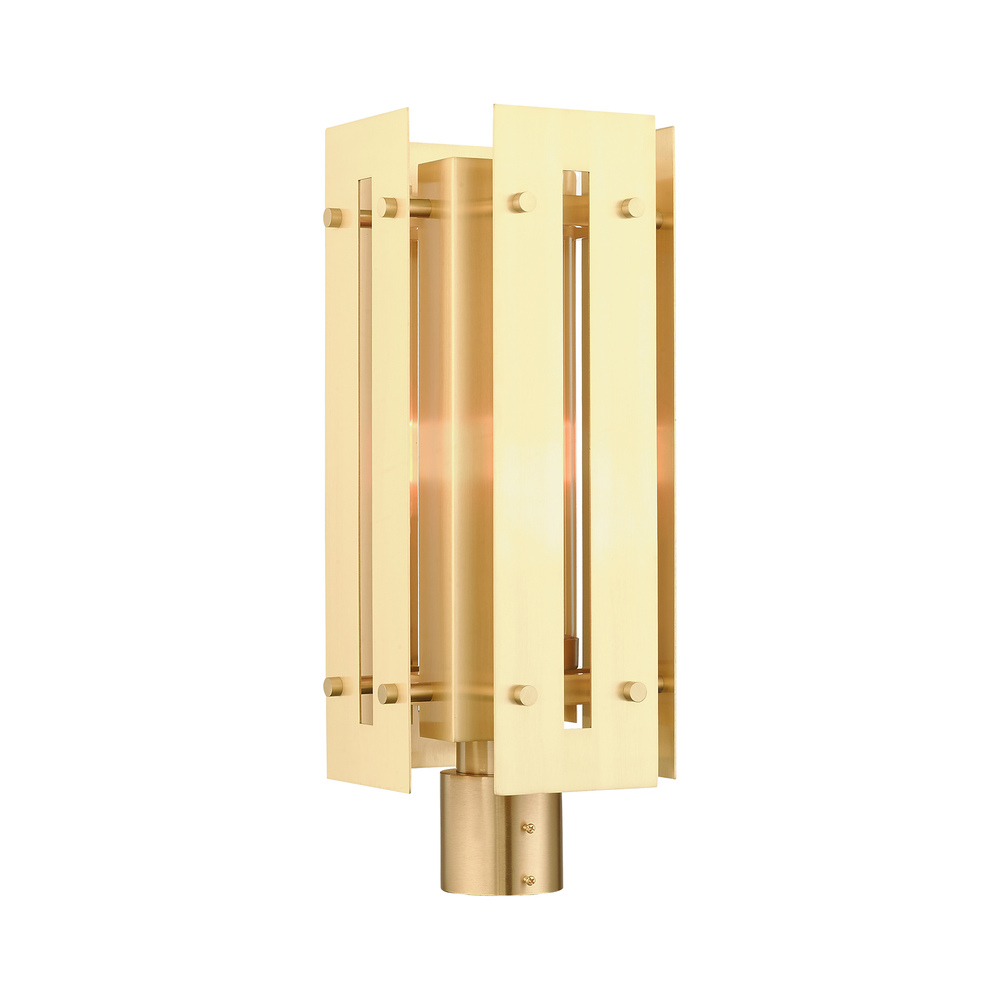 1 Lt Satin Brass Outdoor Post Top Lantern