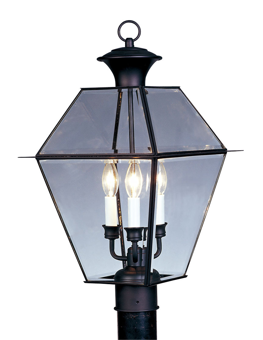 3 Light Black Outdoor Post Lantern