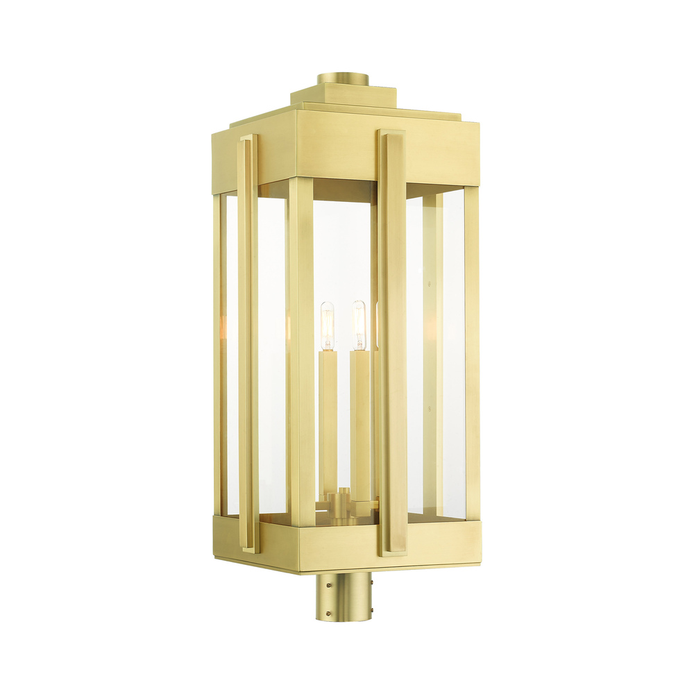 4 Lt Natural Brass Outdoor Post Top Lantern