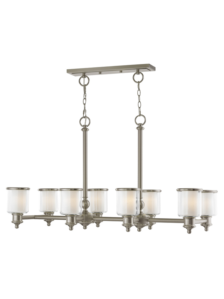 8 Light Brushed Nickel Linear Chandelier