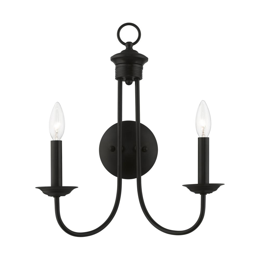 2 Light Black Double Sconce