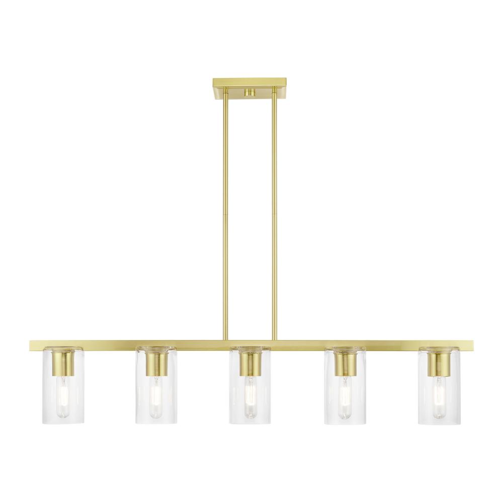 5 Light Satin Brass Linear Chandelier