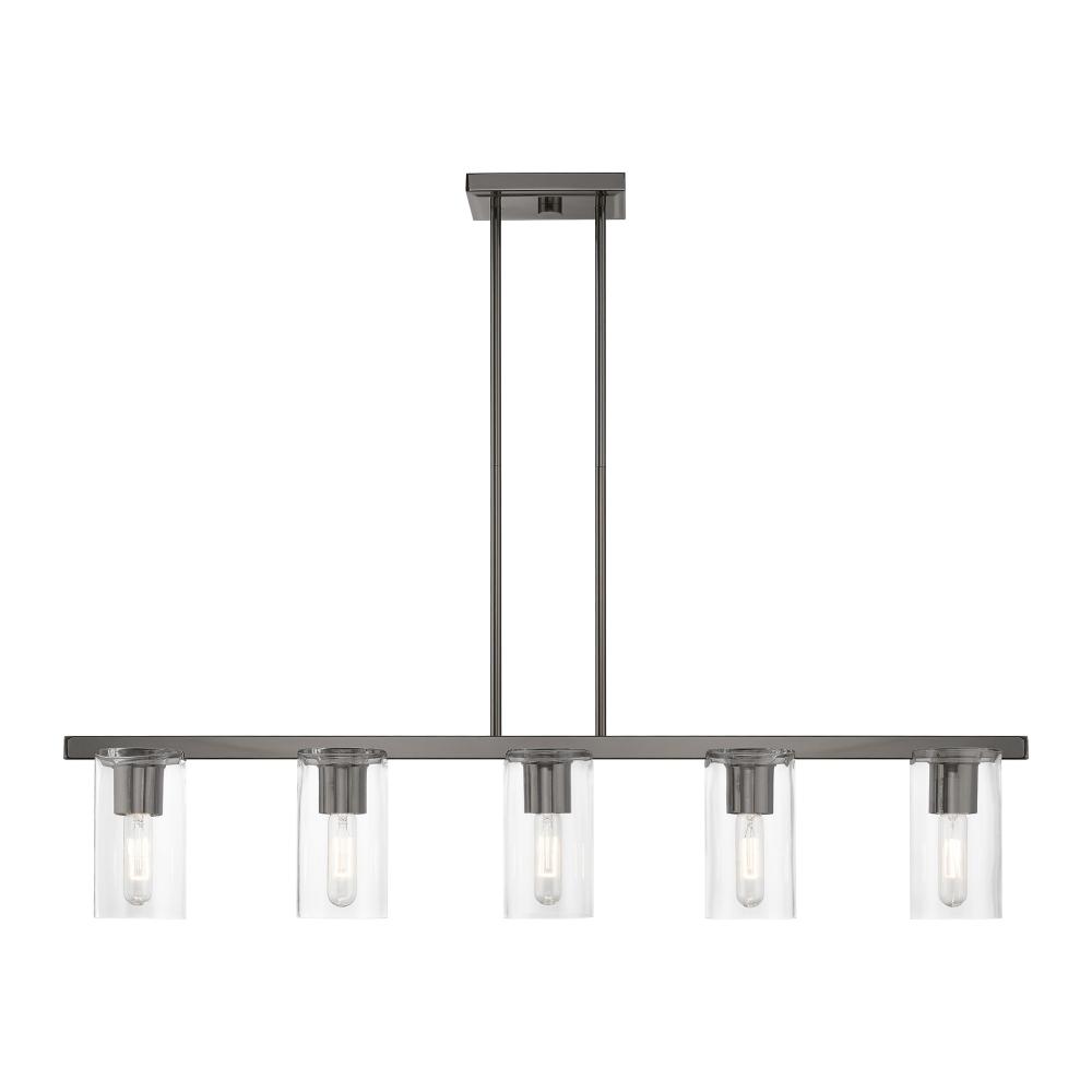 5 Light Black Chrome Linear Chandelier