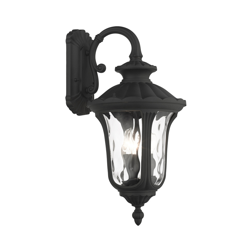 3 Lt Textured Black Outdoor Wall Lantern