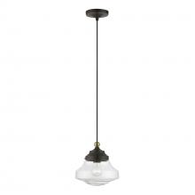 Livex Lighting 41293-07 - 1 Light Bronze with Antique Brass Accent Mini Pendant