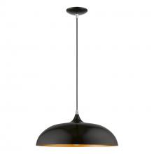 Livex Lighting 49233-68 - 1 Light Shiny Black with Polished Chrome Accents Pendant