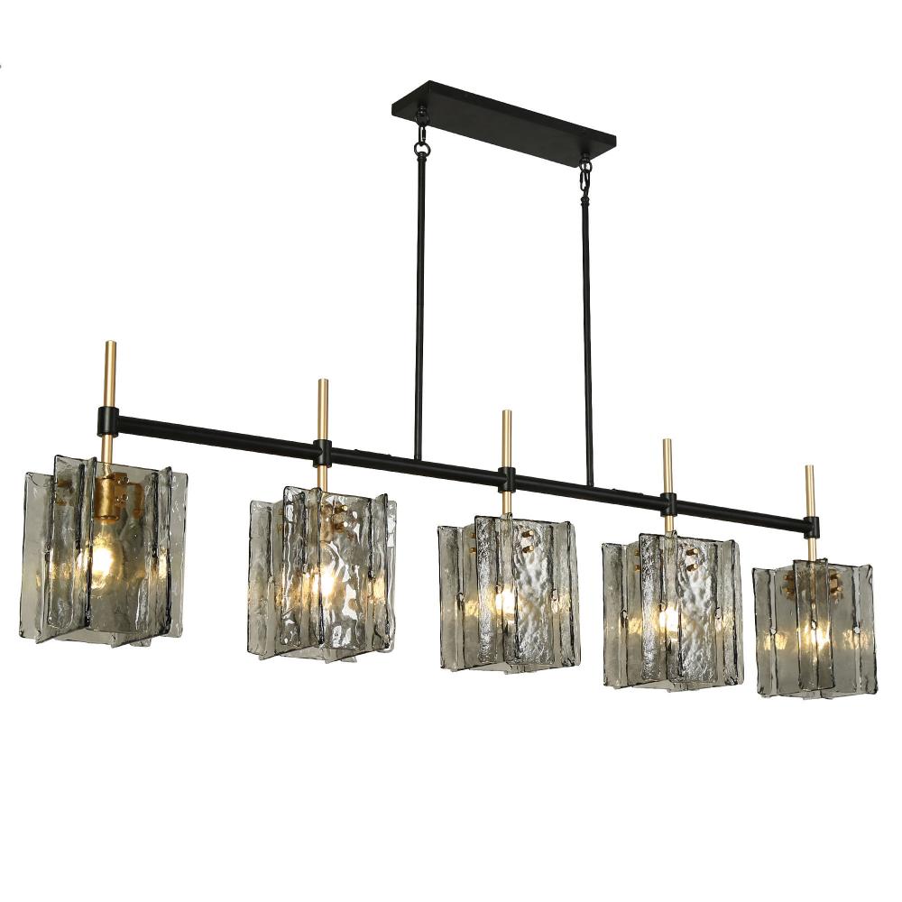 Echonalyri 5-Light Oversized Black and Brass Kitchen Island Light