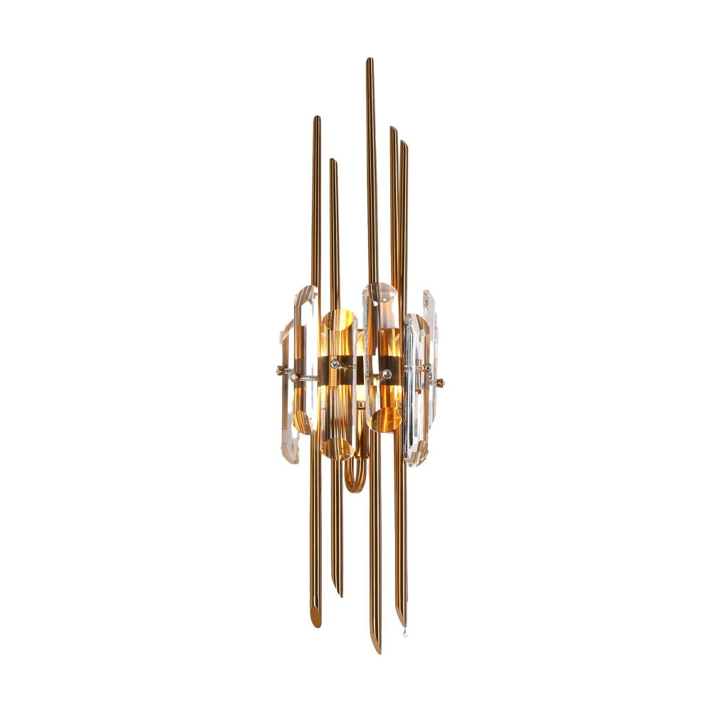 Fataingyism 1-Light Brass Crystal Wall Sconce