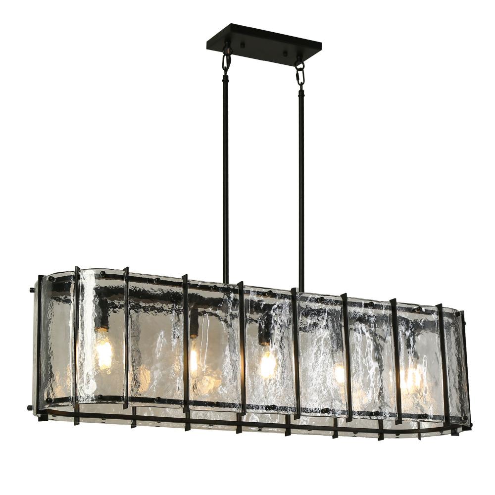 Fiorekaury 5-Light Oversized Black Kitchen Island Light