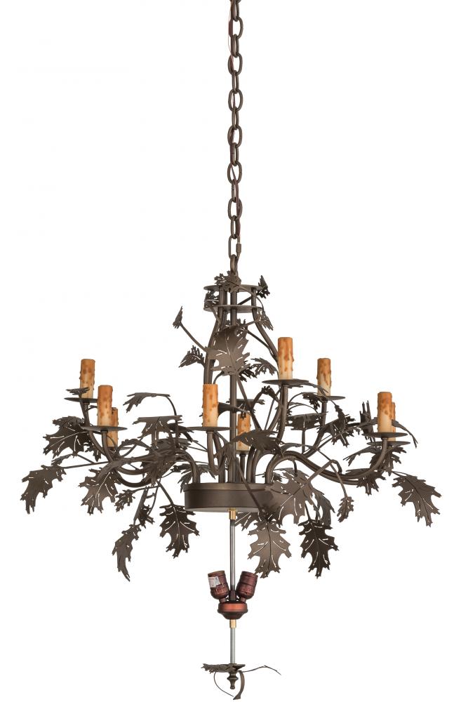 28"W Greenbriar Oak 9 Arm Chandelier Hardware