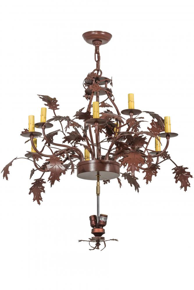 34"W Greenbriar Oak 9 Arm Chandelier Hardware