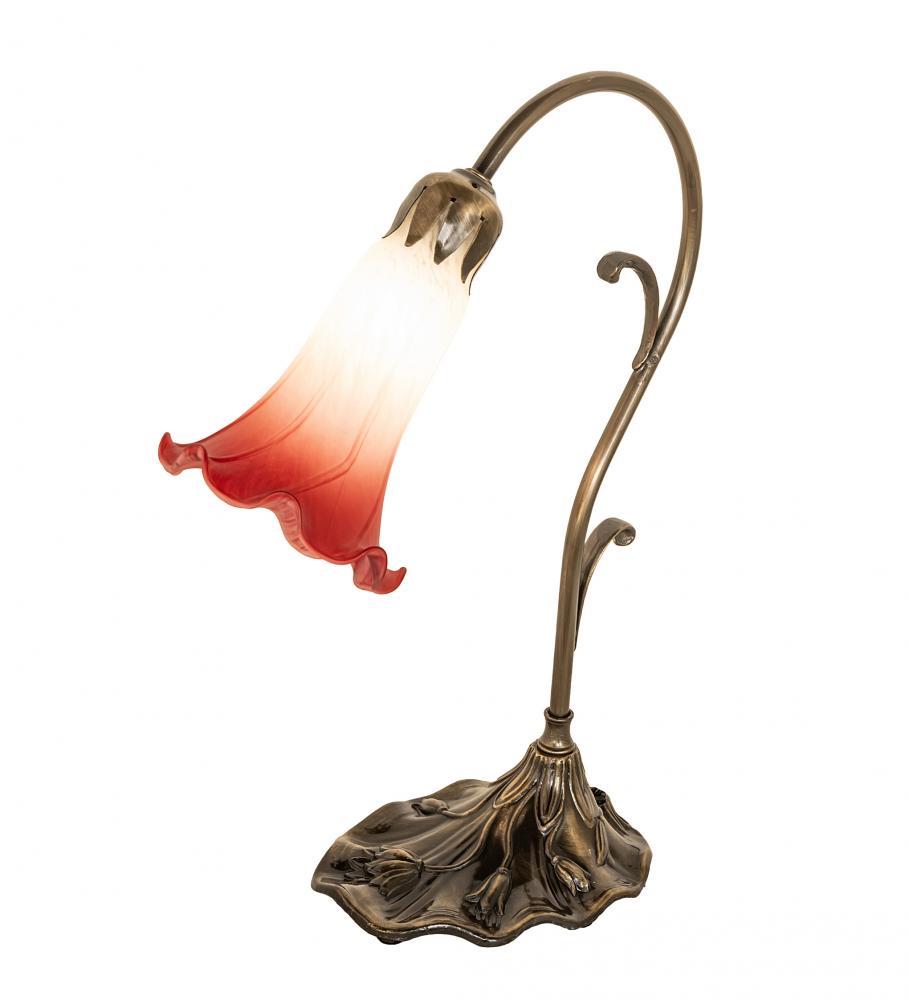 15" High Pink/White Tiffany Pond Lily Accent Lamp