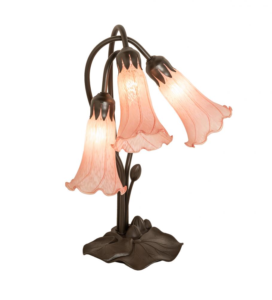 16" High Pink Tiffany Pond Lily 3 Light Accent Lamp