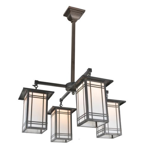 33" Square Prairie Mission 4 Light Chandelier