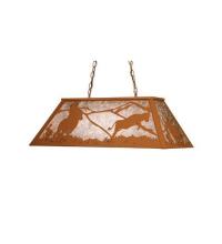 Meyda Green 15504 - 33"L Cowboy & Steer Oblong Pendant