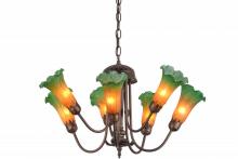 Meyda Green 160614 - 24" Wide Amber/Green Tiffany Pond Lily 7 LT Chandelier