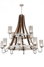 Meyda Green 187997 - 60"W Barrel Stave Winter Maple 12 LT Two Tier Chandelier