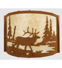 Meyda Green 23897 - 12" Wide Elk at Lake Wall Sconce