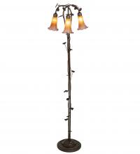 Meyda Green 38635 - 58" High Amber/Purple Tiffany Pond Lily 3 Light Floor Lamp