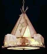 Meyda Green 50150 - 20"W Teepee w/ Buffalo Pendant