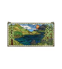 Meyda Green 65497 - 40"W X 20"H Sunset Meadow Stained Glass Window