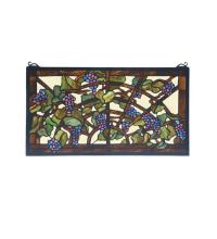 Meyda Green 78088 - 22"W X 12"H Tiffany Grape Arbor Stained Glass Window