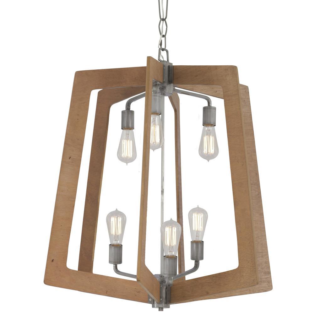 Lofty 6-Lt 2-Tier Foyer Chandelier - Steel/Wheat