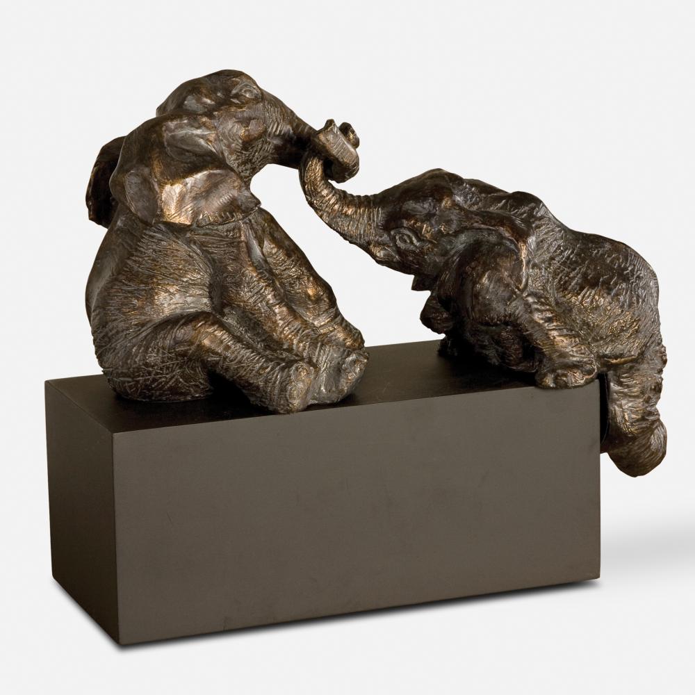 Playful Pachyderms Bronze Figurines