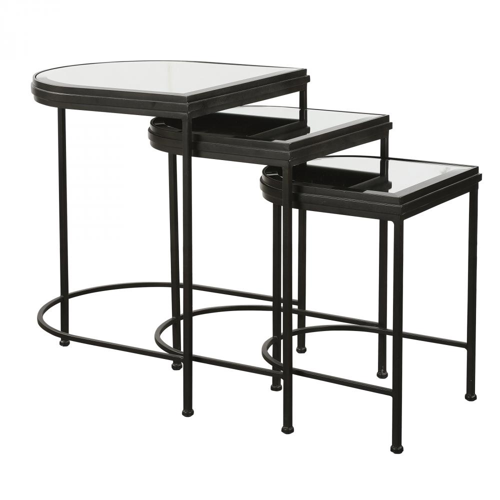 India Black Nesting Tables, S/3