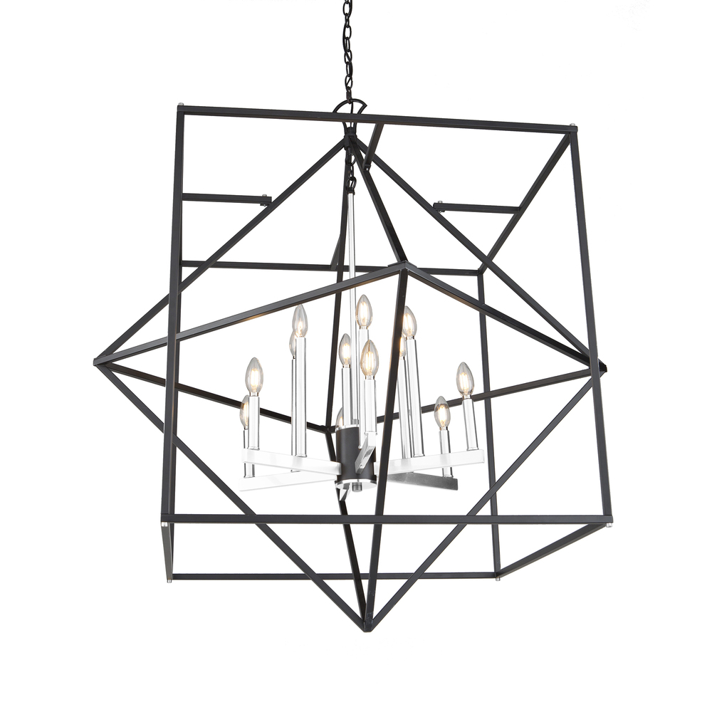 Roxton 12 Light Chandelier (Matte Black & Polished Nickel)