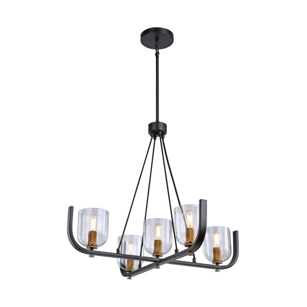 Cheshire Collection 5-Light Chandelier, Black & Brass