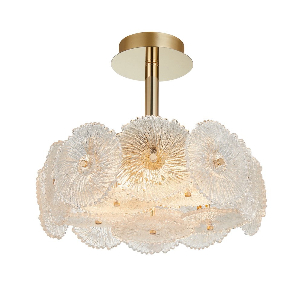 Bloom Collection 6-Light Semi-Flush Mount Brass