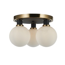 Artcraft AC11873WH - Gem Collection 3-Light Semi-Flush Mount Black and Brushed Brass