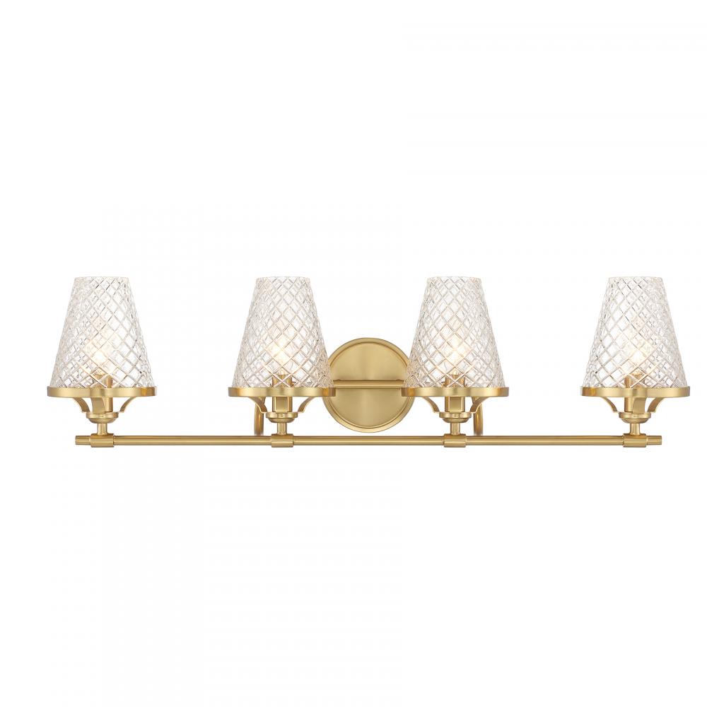 Candler 4-Light Bathroom Vanity Light in Warm Brass