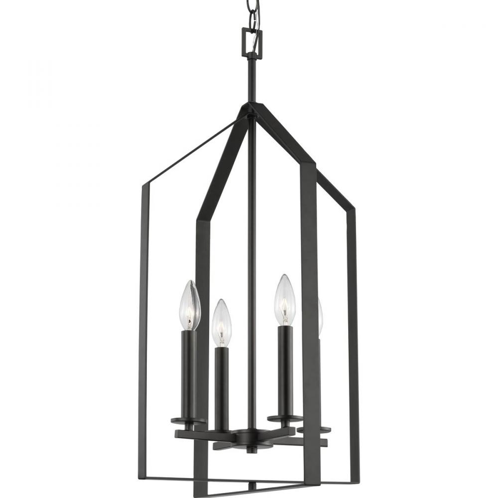 Vertex Collection Four-Light Matte Black Contemporary Foyer Light