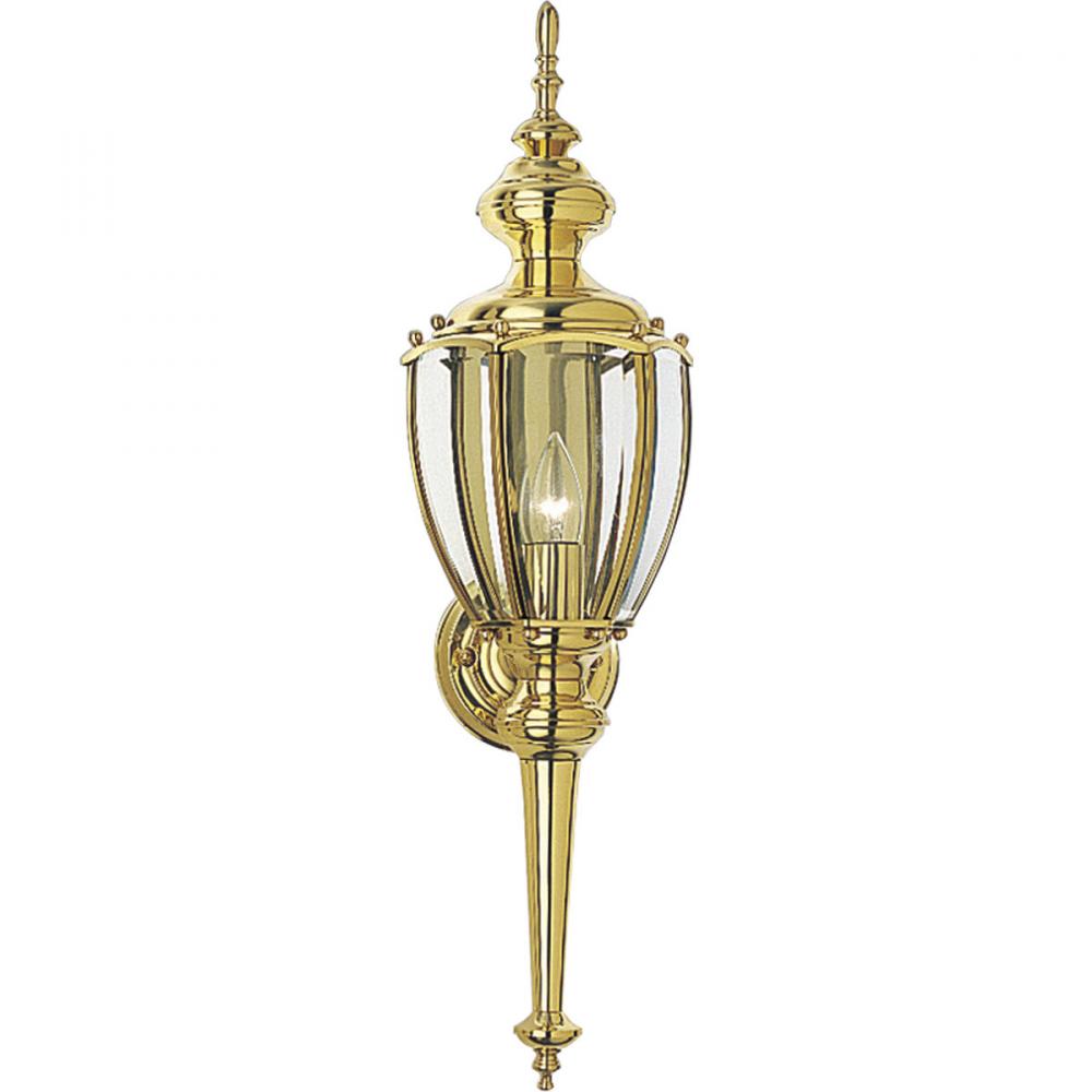 One Light Polished Brass Wall Lantern