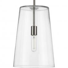 Progress P500242-009 - Clarion Collection One-Light Brushed Nickel Clear Glass Transitional Pendant