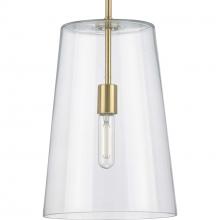 Progress P500242-012 - Clarion Collection One-Light Satin Brass Clear Glass Transitional Pendant