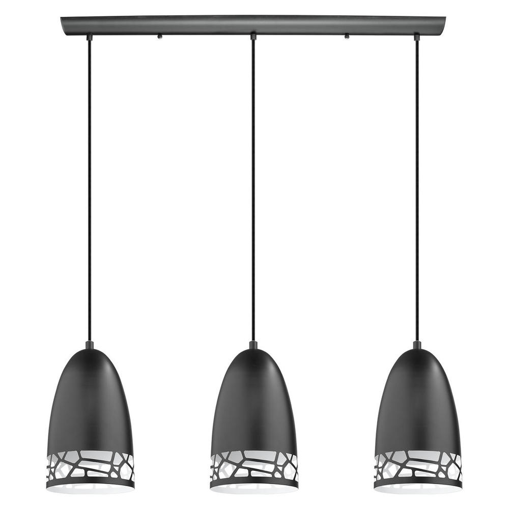 3x60W Multi Light Pendant w/ Matte Black and WhiteFinish