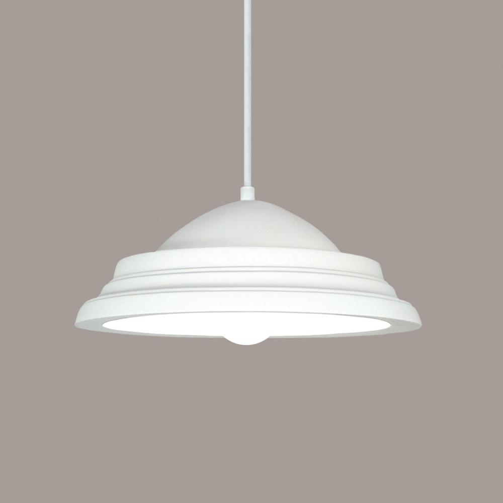 Minorca Pendant: Brick 13W GU24 Base Compact Fluorescent Bulb included White Cord & Canopy