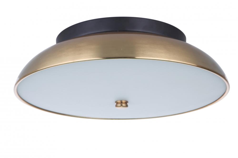 Soul 1 Light 12.5" LED Flushmount in Flat Black/Satin Brass