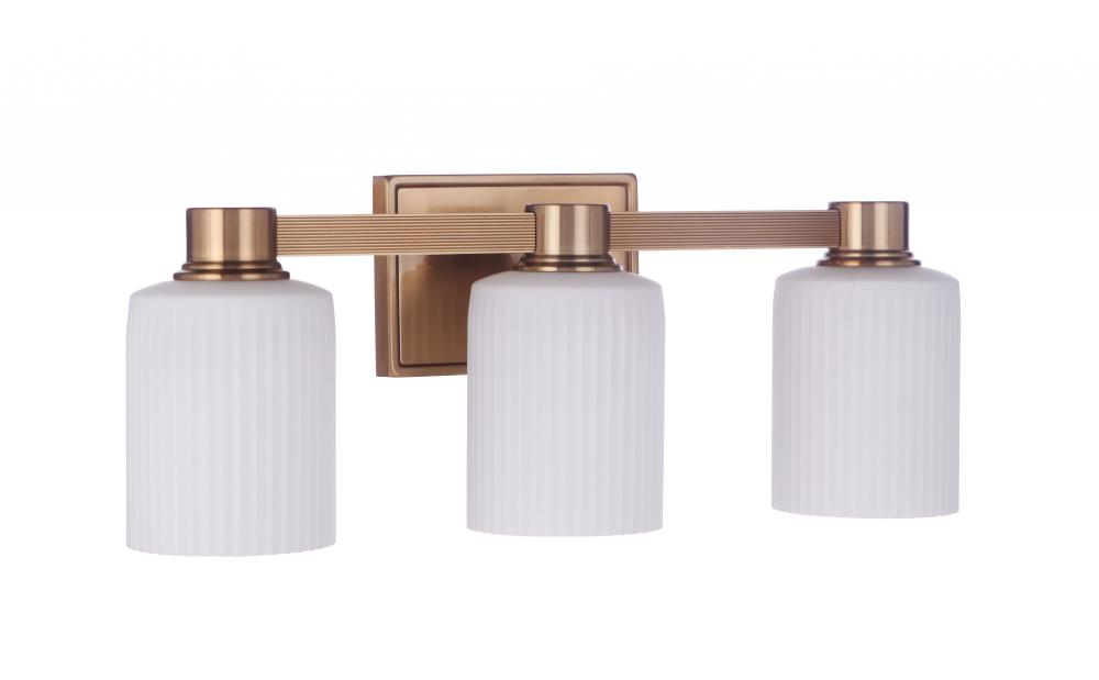 Bretton 3 Light Vanity in Satin Brass