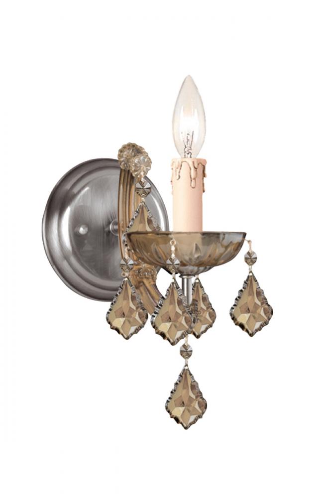 Maria Theresa 1 Light Golden Teak Swarovski Strass Crystal Antique Brass Sconce