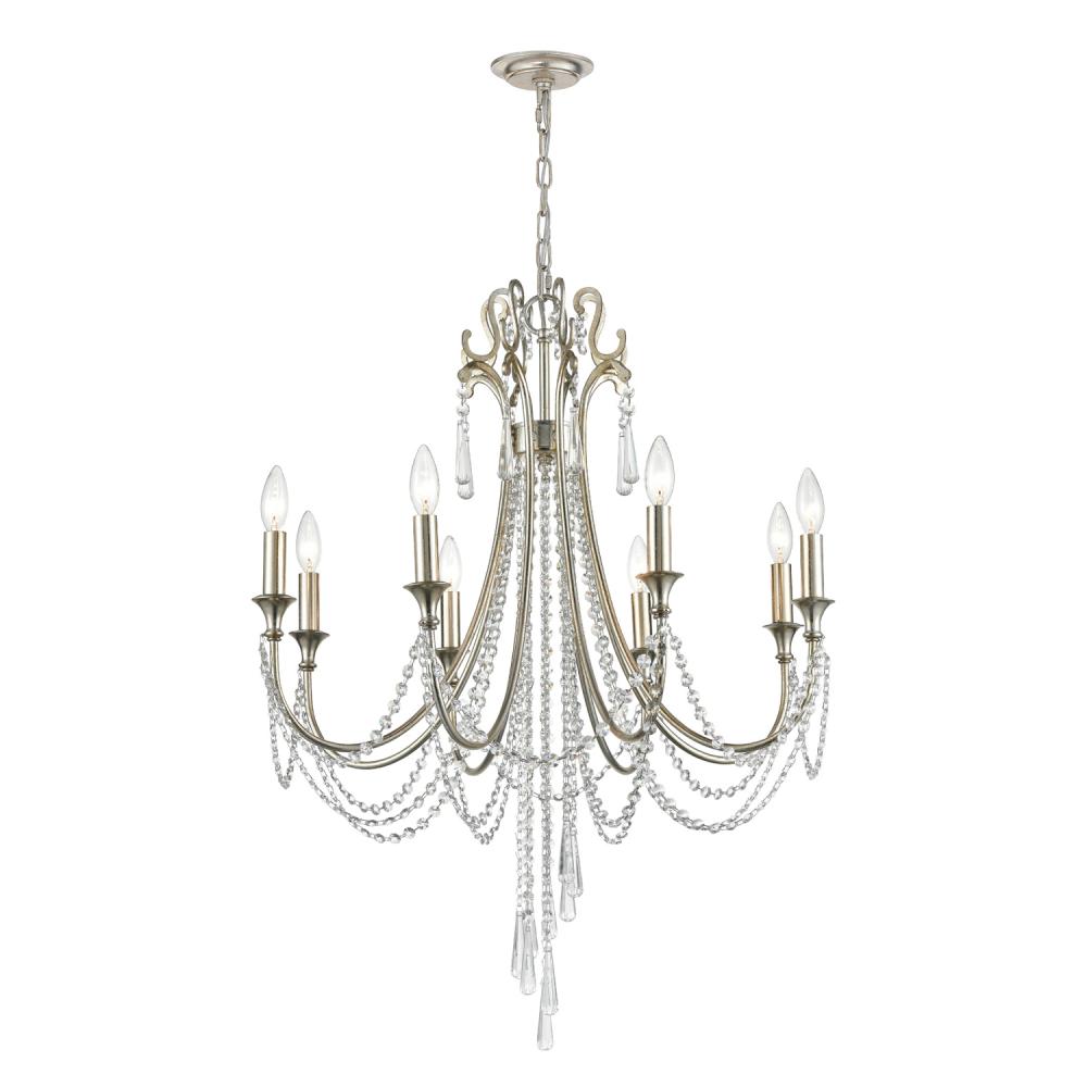 Arcadia 8 Light Antique Silver Chandelier